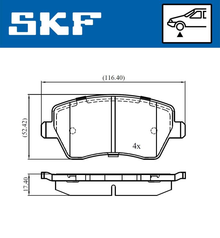 Jogo de 4 pastilhas de travão SKF ref. VKBP 80746
